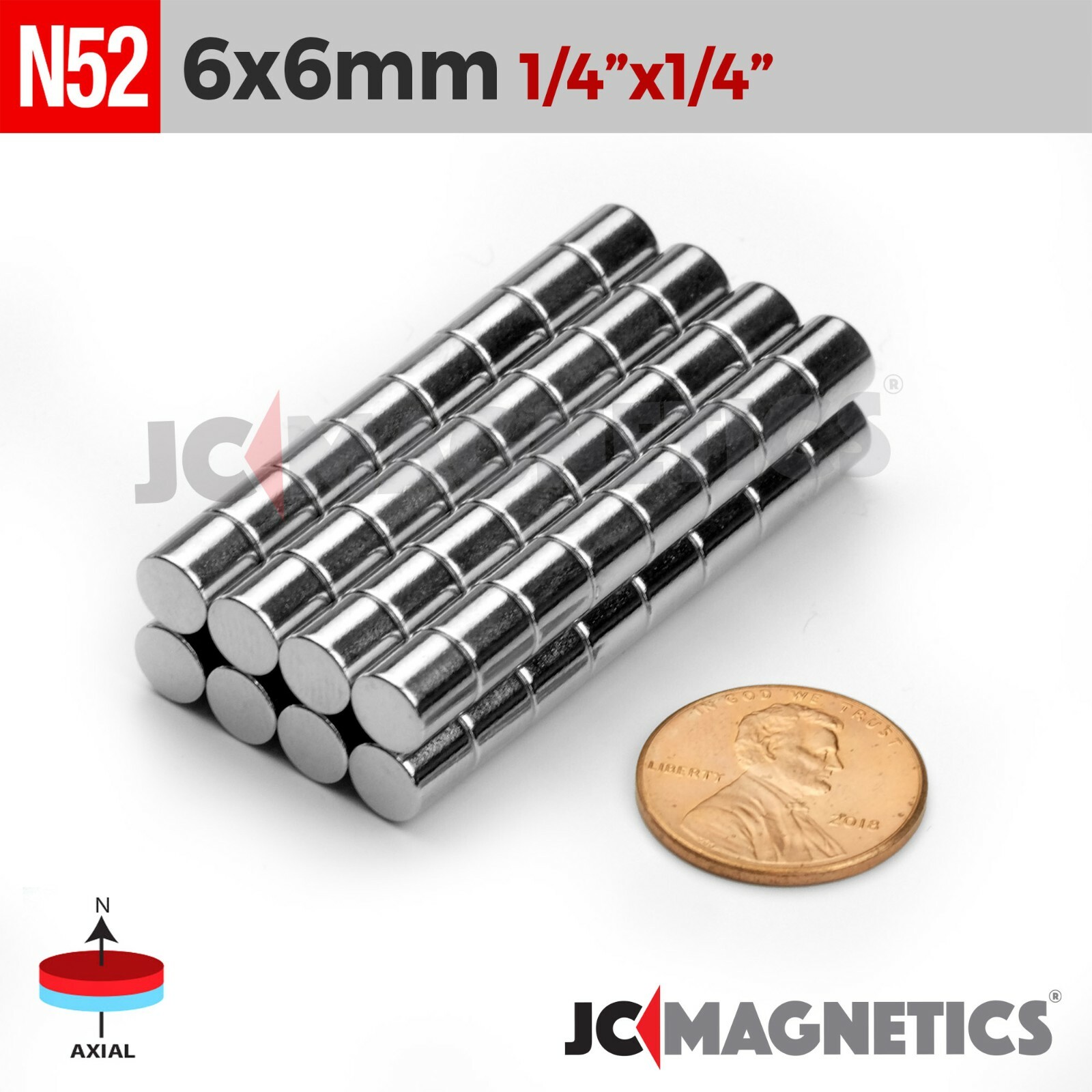 6mm x 6mm N52 Strong Cylinder Disc Rare Earth Neodymium Magnet 6x6mm