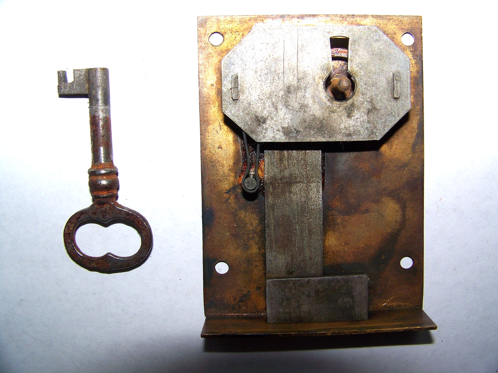ANTIQUE HALF MORTISE CABINET/ DOOR LOCK WITH 1 KEY  - WORKING
