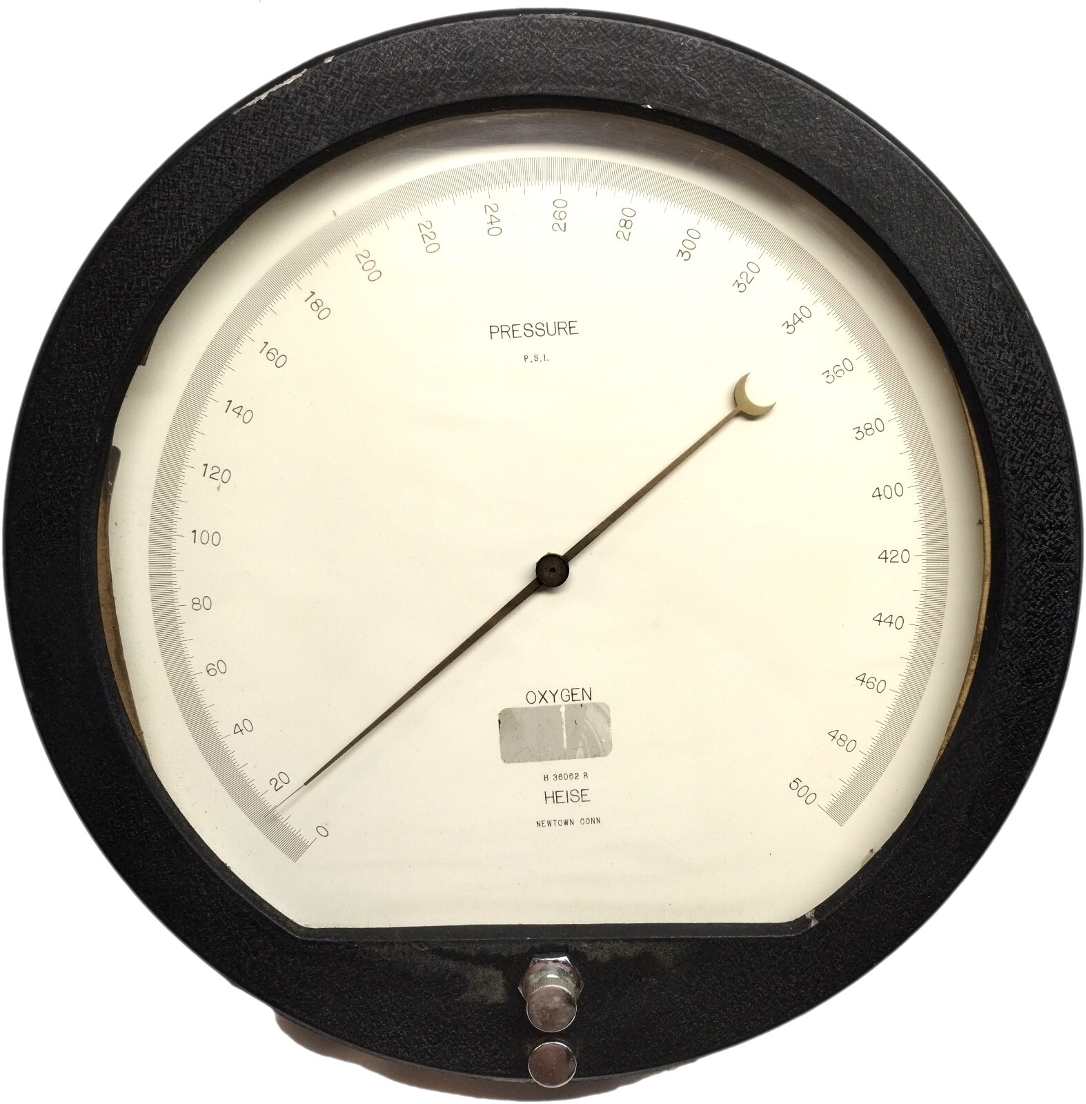 Good Looking Old HEISE Large Size Oxygen Pressure Gauge [13 3/4"]
