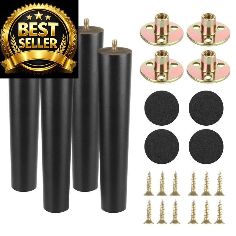MUXHEL 4 Pcs 12 Inch 12 inches (H) x 2 (W) x 2 (L), Black