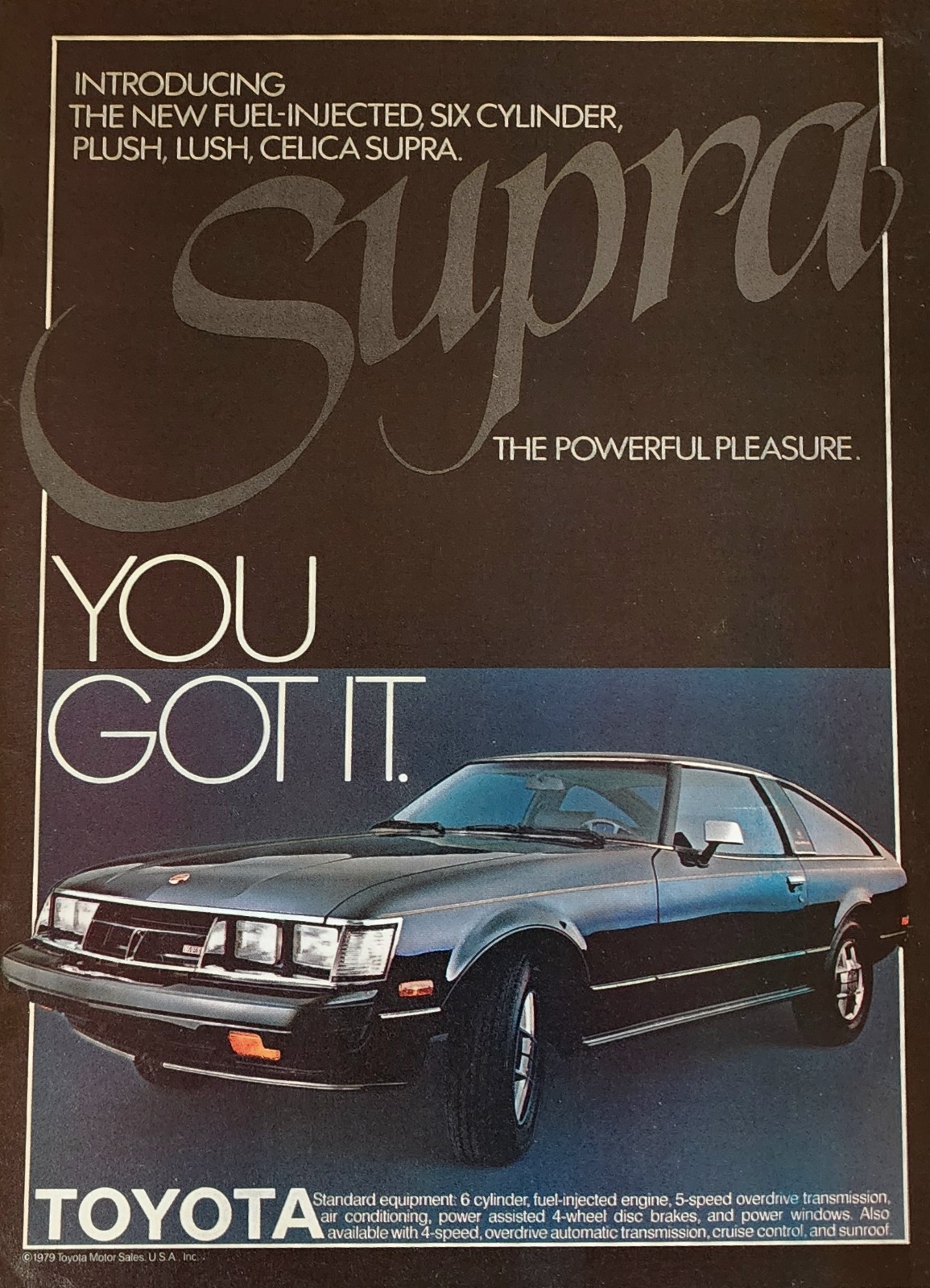 Toyota Supra Car Picture Magazine Ad Original Vintage Wall Art Decor Pleasure