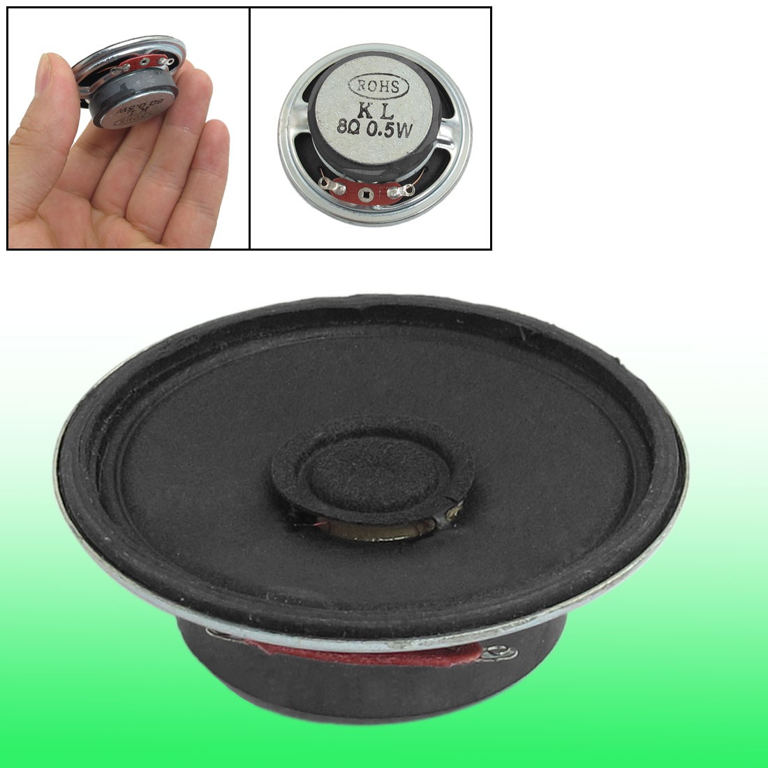 0.5W 8 Ohm Silver Tone Aluminum Round External Magnet Speaker 50mm Dia