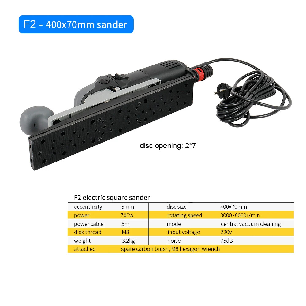 Eccentric Sander 70*400mm Electric Variable Speeds Square Random Orbital Sander