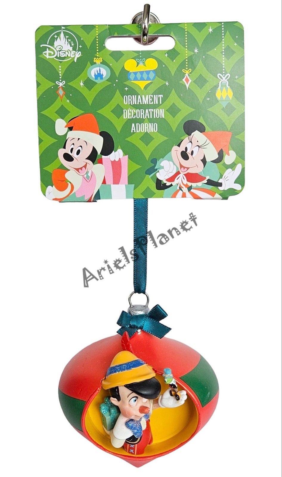 2023 Disney Parks Pinocchio & Jiminy Cricket Holiday Droplet Sketchbook Ornament