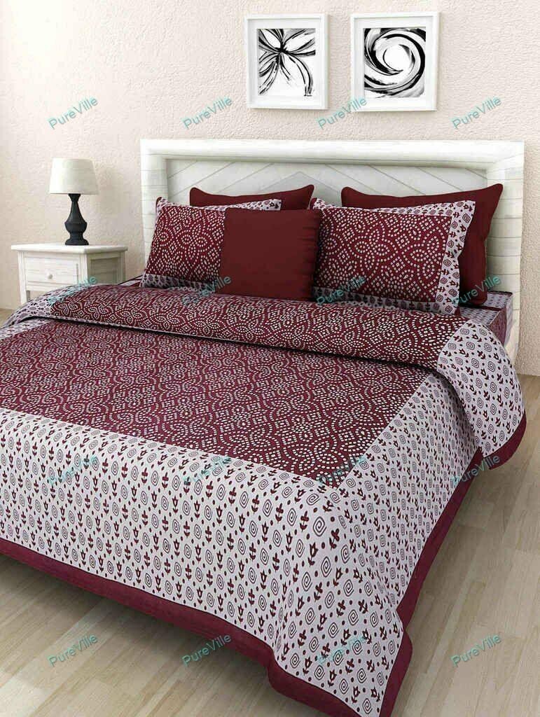Comfort Cotton Desginer Printed Cotton Double Bed Sheet With 2 Pillow Cover