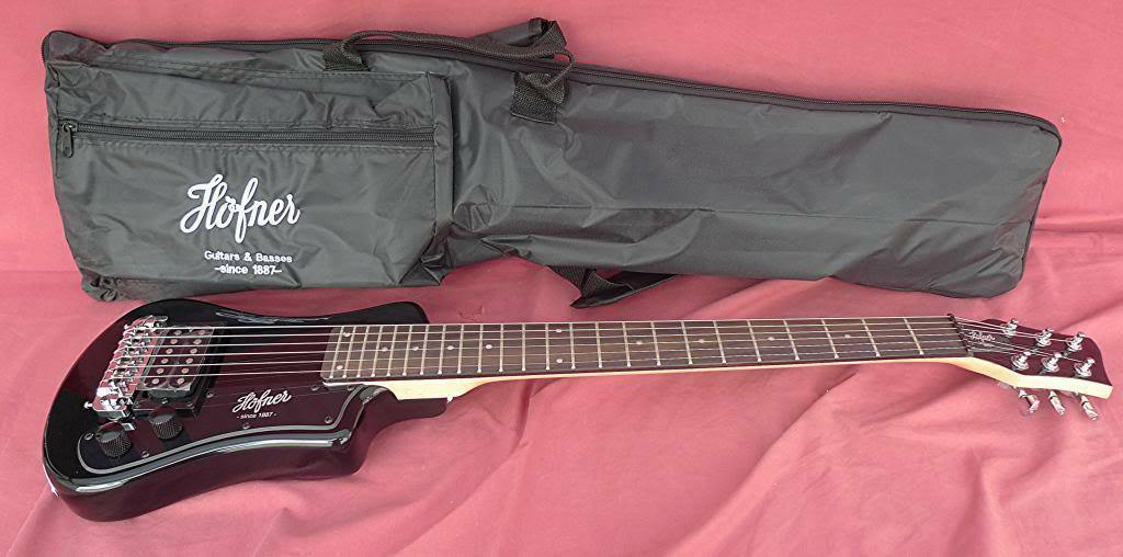 HOFNER HCT-SH-BK SHORTY TRAVEL Electric Guitar BLACK with Gig Bag NEW