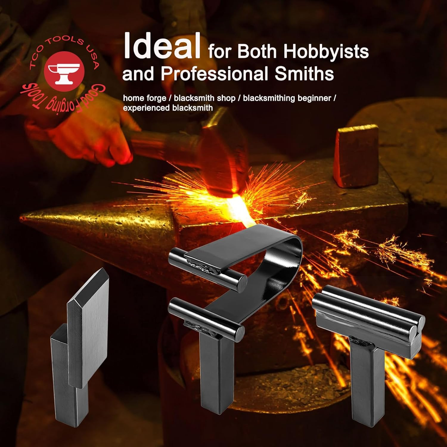 Blacksmith Anvil Forge Hardy Tool Set 3/4" – 3 Pcs Hot Cut, Creasing Stake