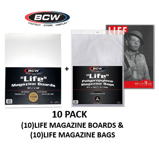 BCW - Life Magazine (10) Pack - Magazine Boards & Magazine Bags Set