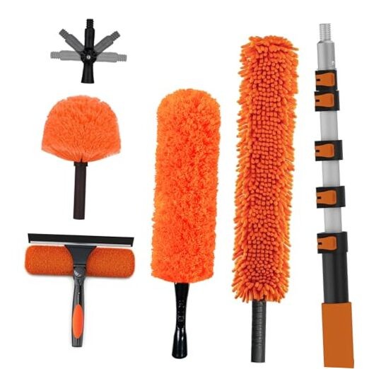 30FT High Reach Duster Cleaning Kit with Extension Pole, High Ceiling Fan 24FT