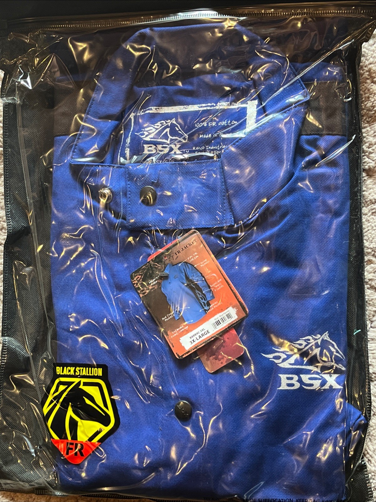 3XL Black Stallion BXRB9C BSX 100% FR CottonWelding Jacket Blue/Black  BRAND NEW