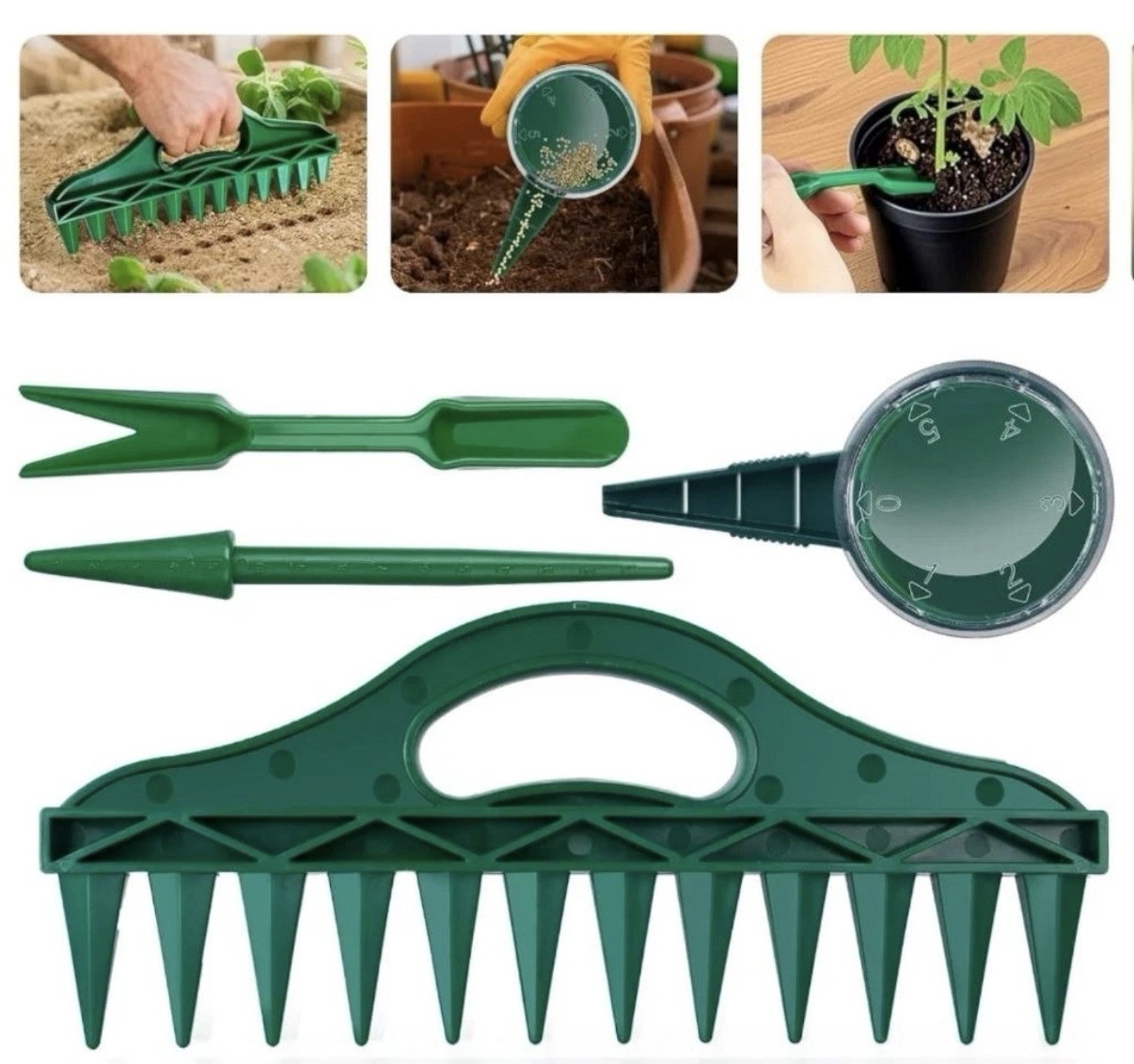 4-Pc Seed Spreader Set For Sowing Seeds Dispenser Hole Puncher Planting Tool USA