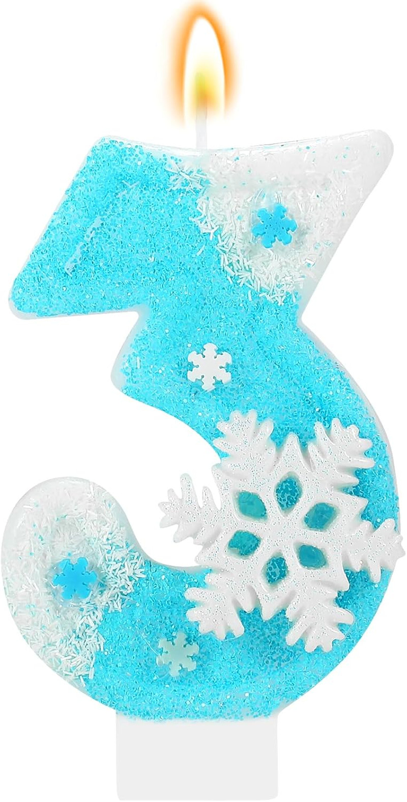 Frozen Birthday Candle Snowflake Number 3 Candle Cake Topper Cupcake Decor Froze