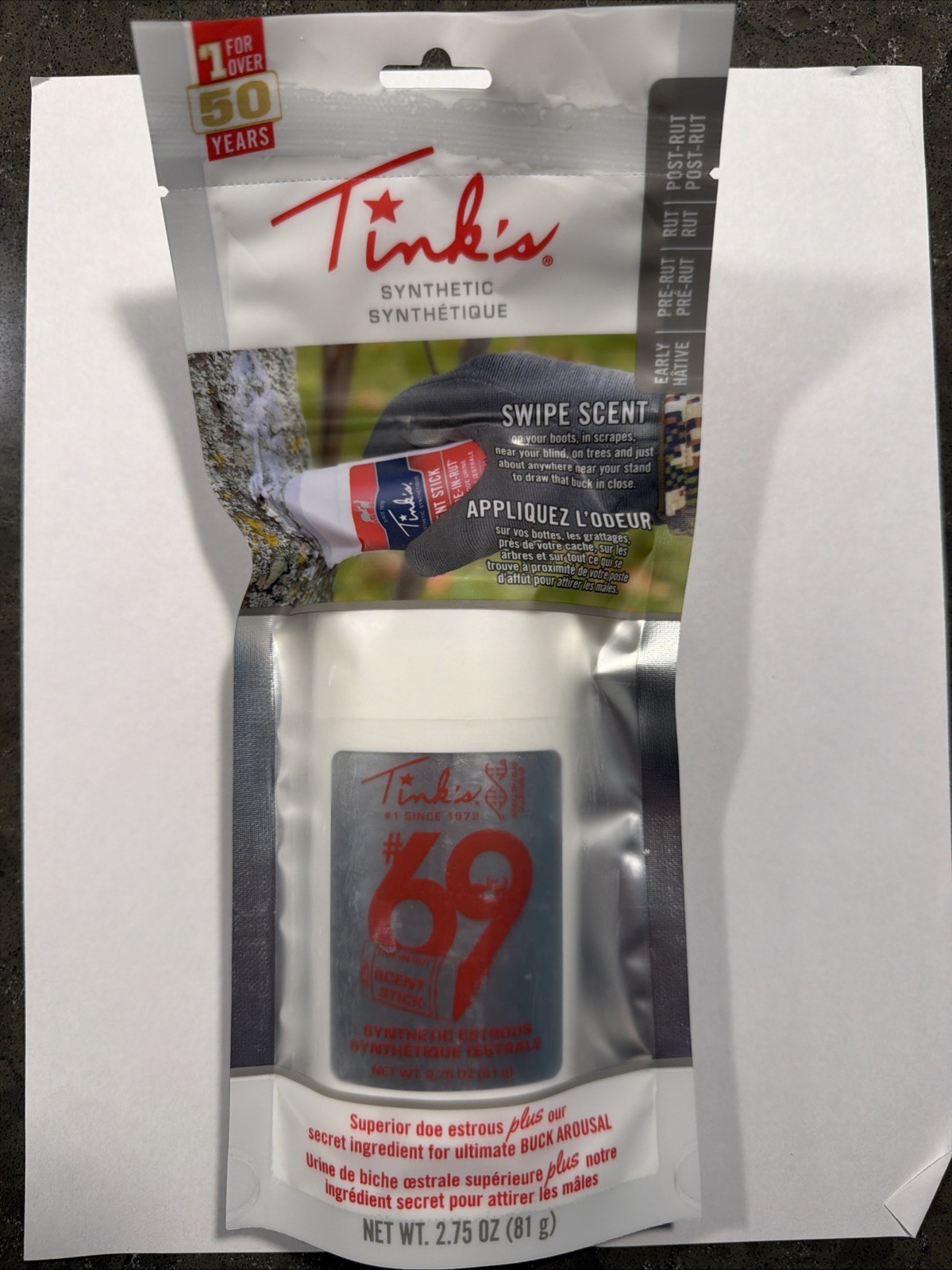 Deer Hunters Tinks Natural Scent Stick #69 Doe-In-Rut Wax Based Weatherproof