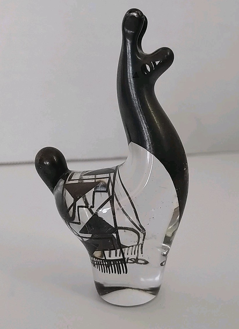 Art Glass Alpaca Llama Figurine Sterling Silver Overlay Dellapina Approx 3.5”H