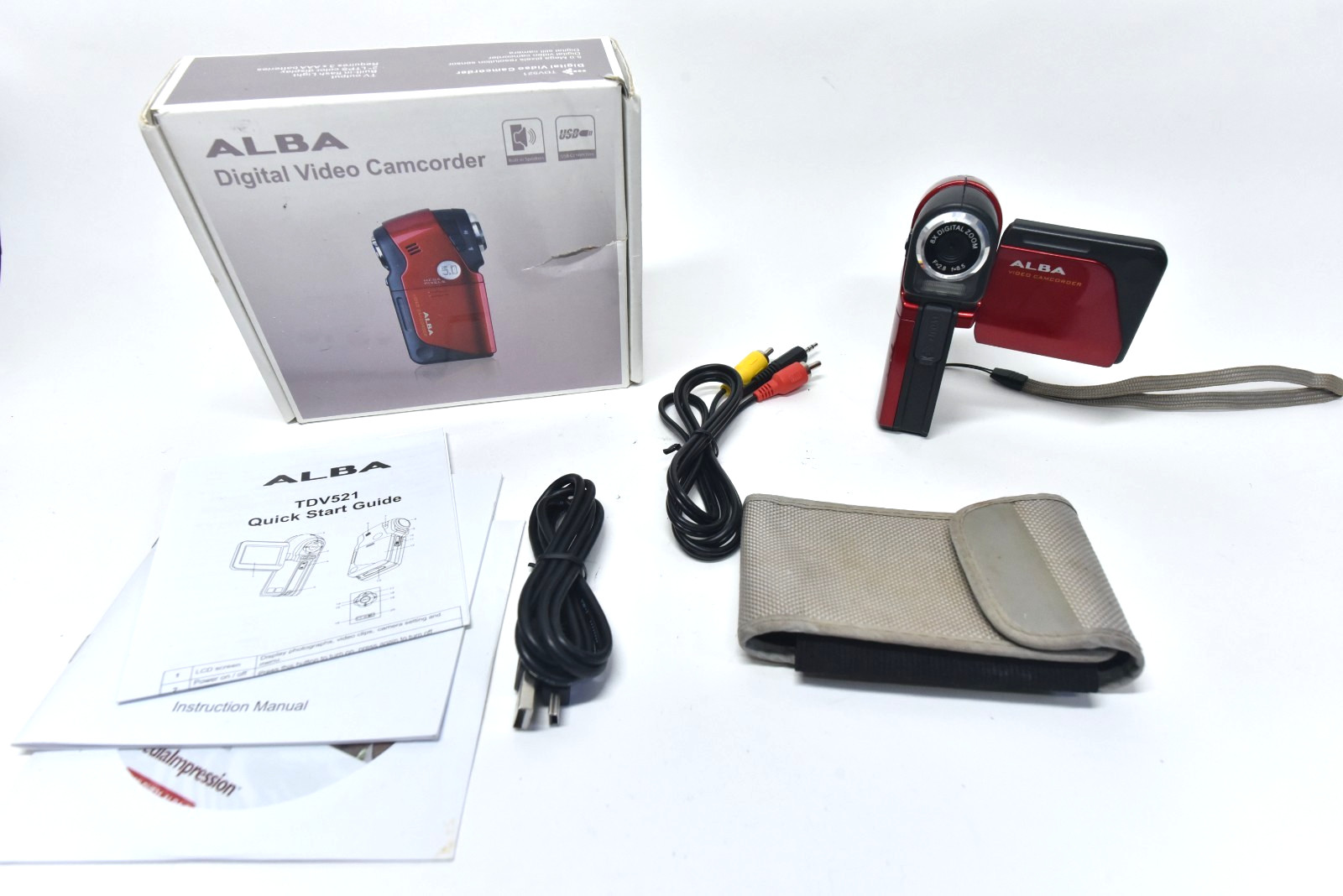 Alba TDV-521 Digital Video Camcorder 5MP Carry Case, Stand, Box & Instructions