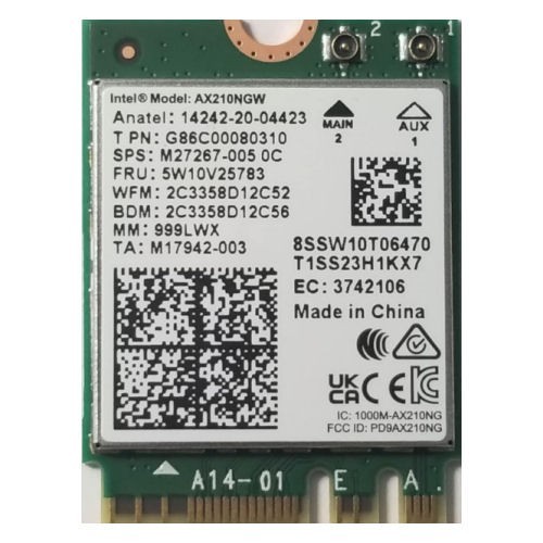 Intel AX210.NGWG.NV WL AX210 2230 2x2 AX R2(6GHz)+BT Gigabit NV