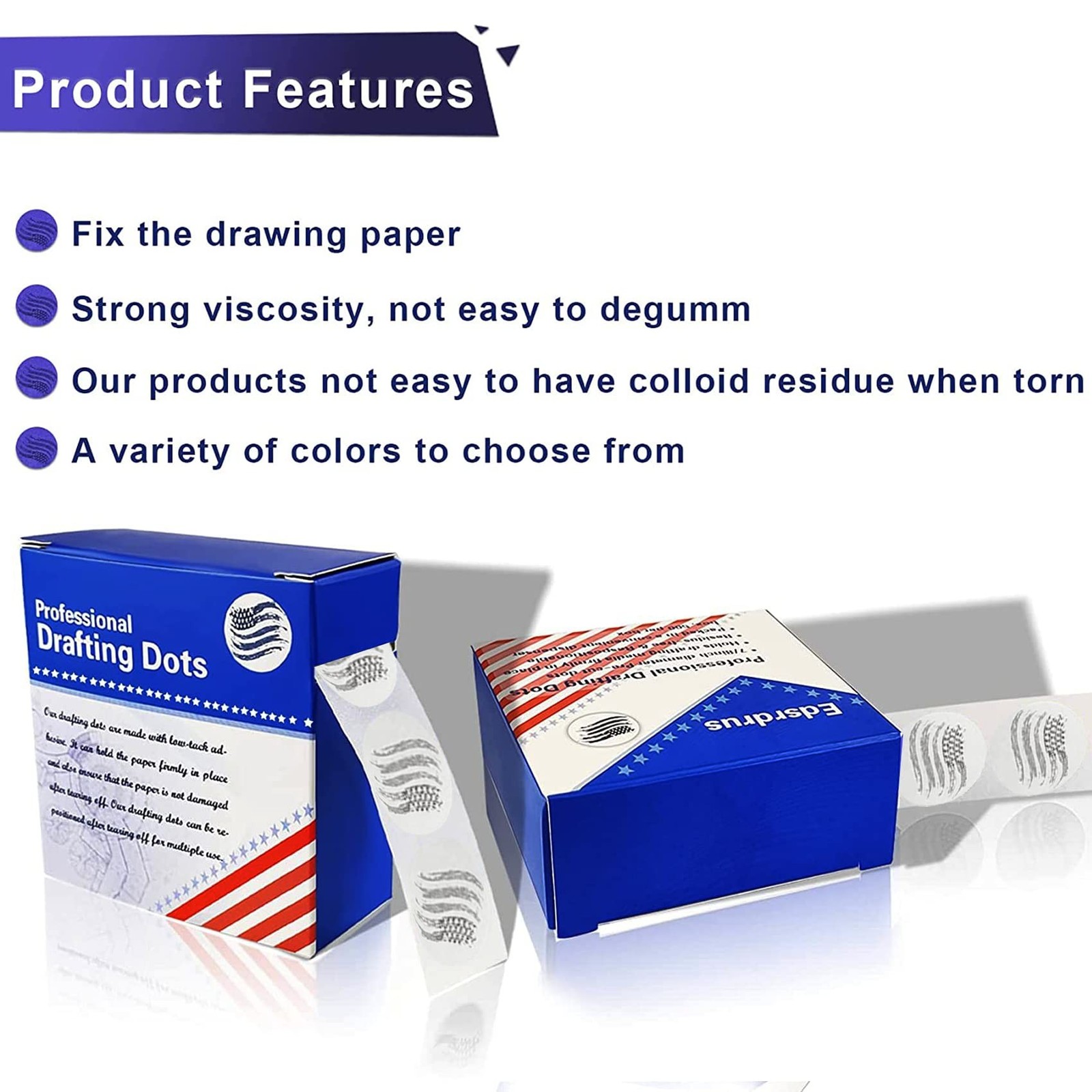 EDSRDRUS 1 Pack Drafting Dots 7/8” Diameter, Low Tack, Easy Removal, Pre-C