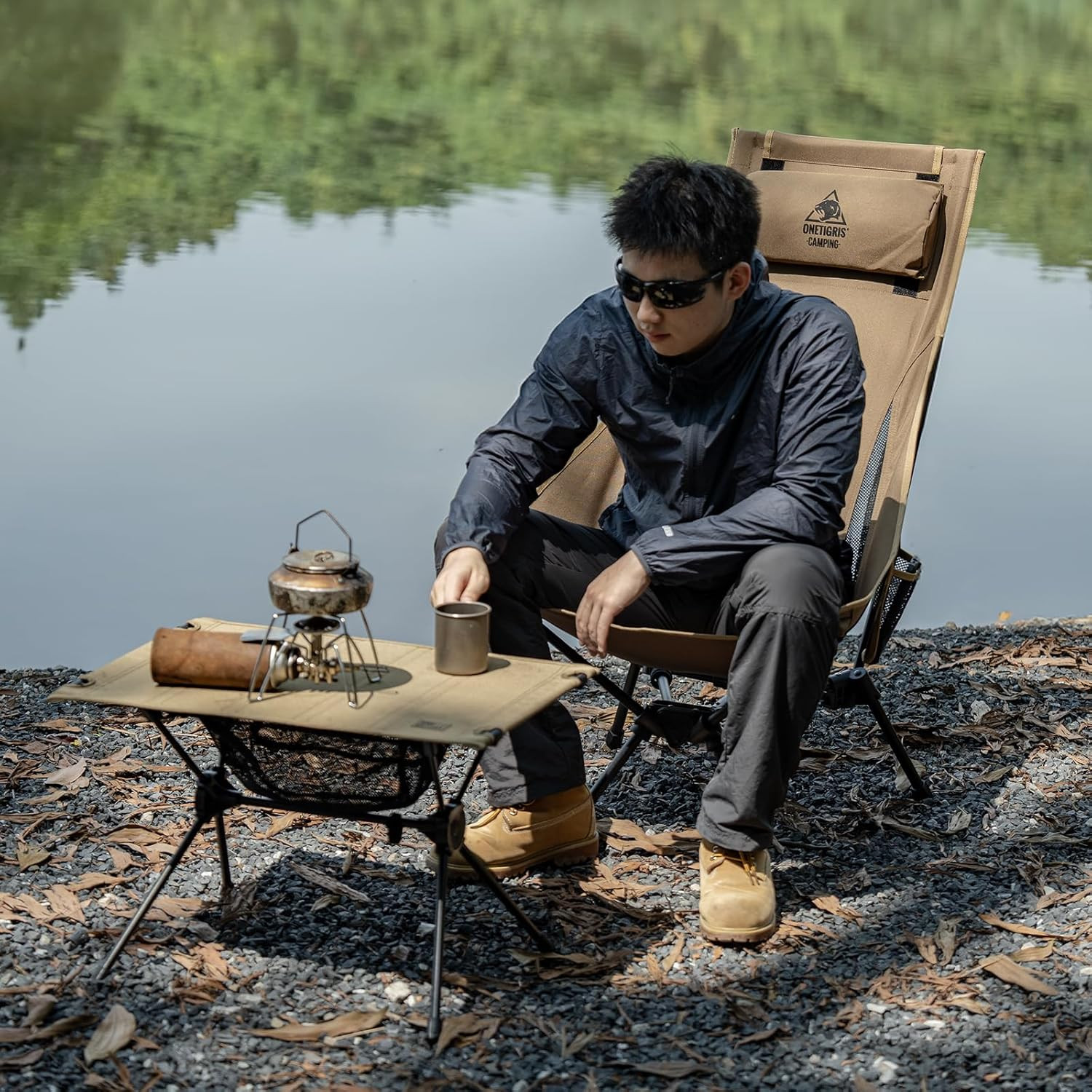 Tigerblade High Back Camping Chair with Pillow Design, Comfortable Widened Seat