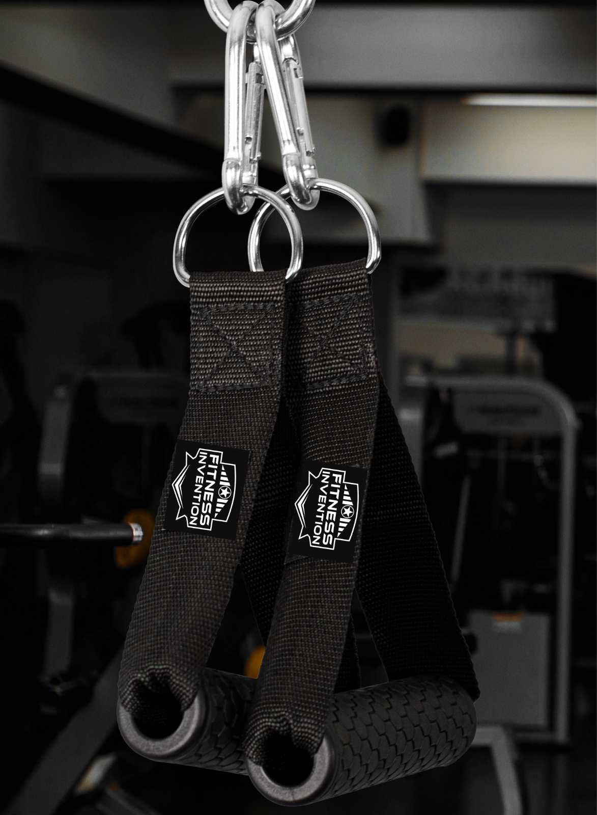 Tricep Rope Cable Attachment with 2 Exercise Handles + 3 Carabiner Clips