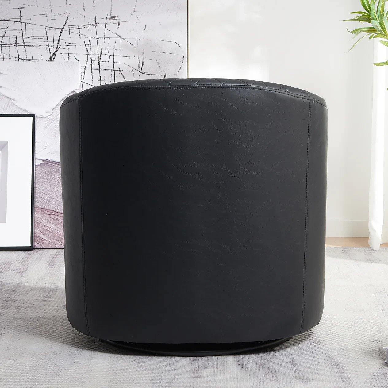 Open Box] Logan Tufted Faux Leather Swivel Club Chair (Retail price $269)