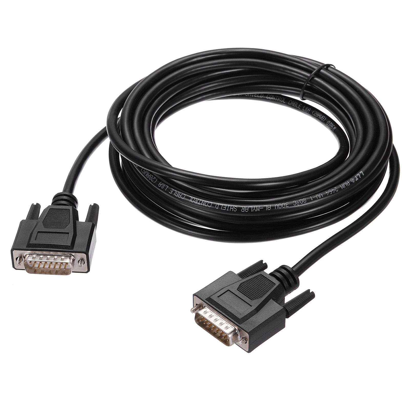 DB15 Serial Cable, 28AWG Aluminium Foil Shielded DB15 Male to Male, 16.4 ft