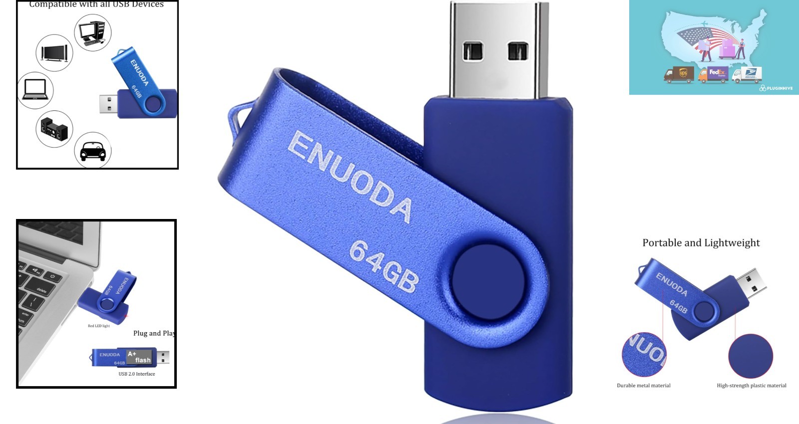 Compact 64GB USB 2.0 Memory Stick with LED Indicator - Perfect for File Backup
