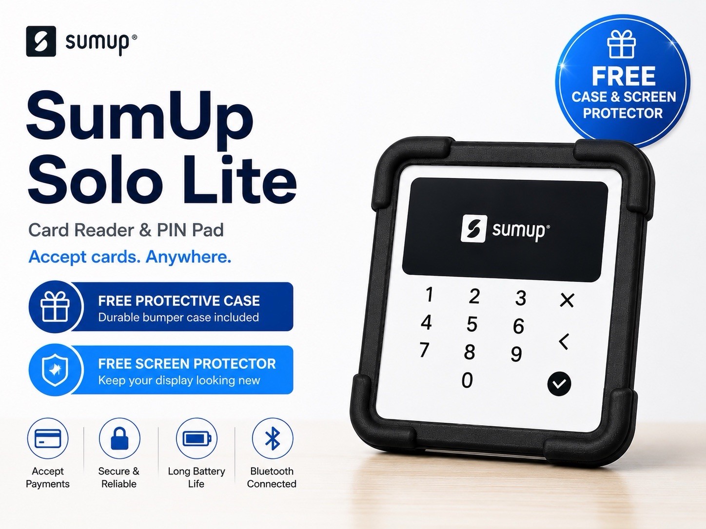 SumUp Solo Lite Card Reader , Latest Model -  New Customers Only , Free Case !