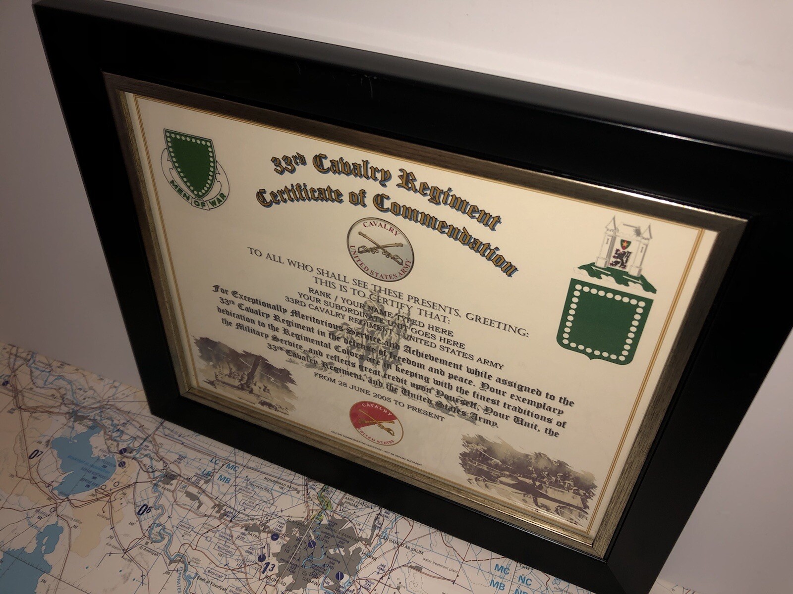 33RD U.S. CAVALRY REGIMENT / COMMEMORATIVE - CERTIFICATE OF COMMENDATION