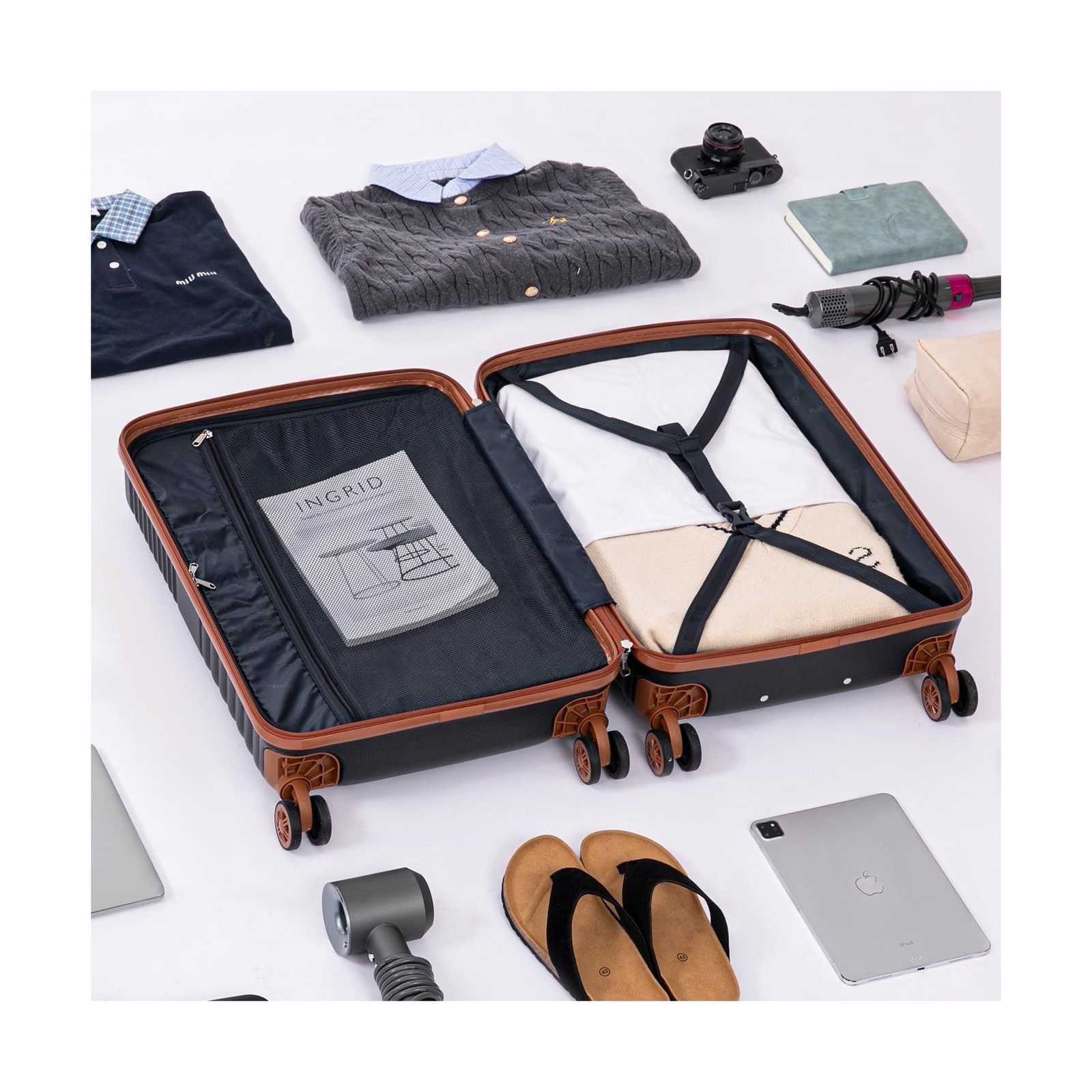 Unisex 5 Piece Luggage Sets with Spinner Wheels and Tsa Lock, Hardshell ABS S...