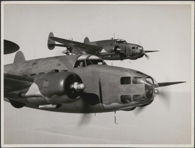 Lockheed Hudson bombers flying in formation ca 1942 AVIATION OLD PHOTO