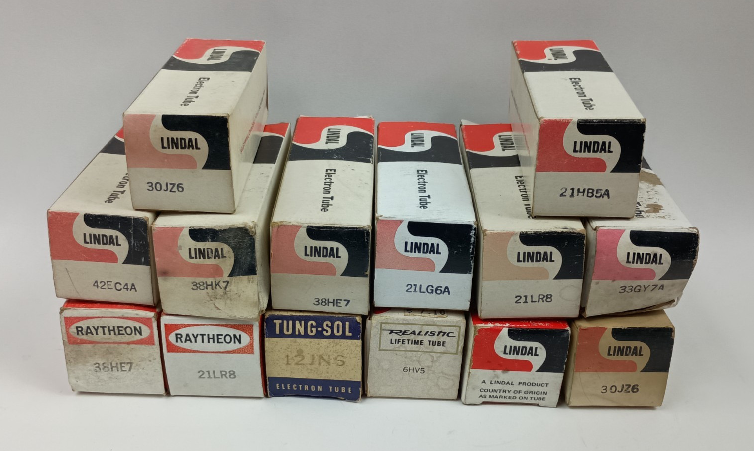 Lot of 14 Vacuum Tubes in Boxes 38HE7 30JZ6 33GY7A 21LG6A 21HB5A 38HK7 42EC4A