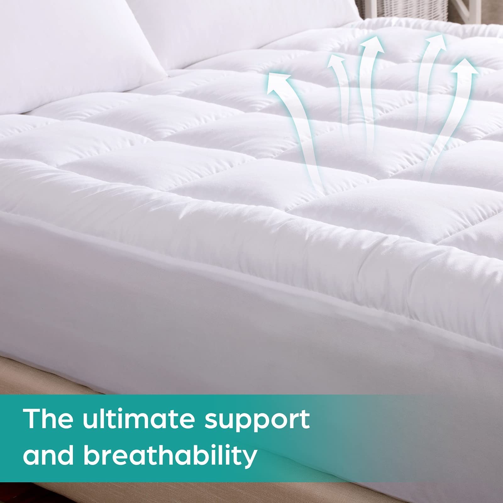 WhatsBedding Cotton Waterproof Mattress Pad Queen Queen, White-waterproof