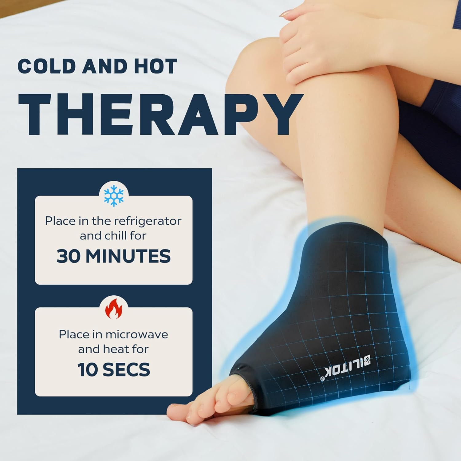 Reusable Foot Ankle Ice Pack Wrap for Injuries, Cold Compression Therapy for Ach