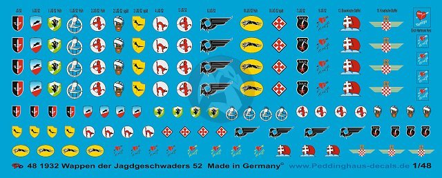 Peddinghaus 1/48 Jagdgeschwader 52 (JG 52) Fighter Wing Unit Markings WWII 1932
