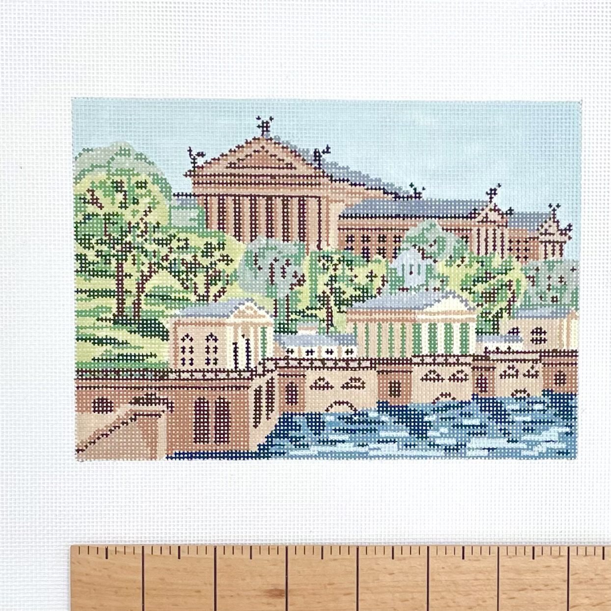 Needle Crossings HP Needlepoint Canvas 5"x7" Philadelphia PA Art Museum landmark
