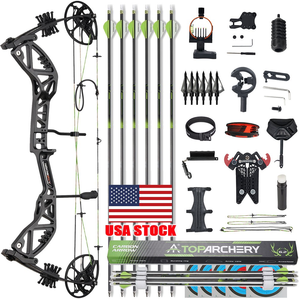Compound Bow Set 30-70lbs Adjustable Pure Carbon Arrow for Adult Archery Hunting