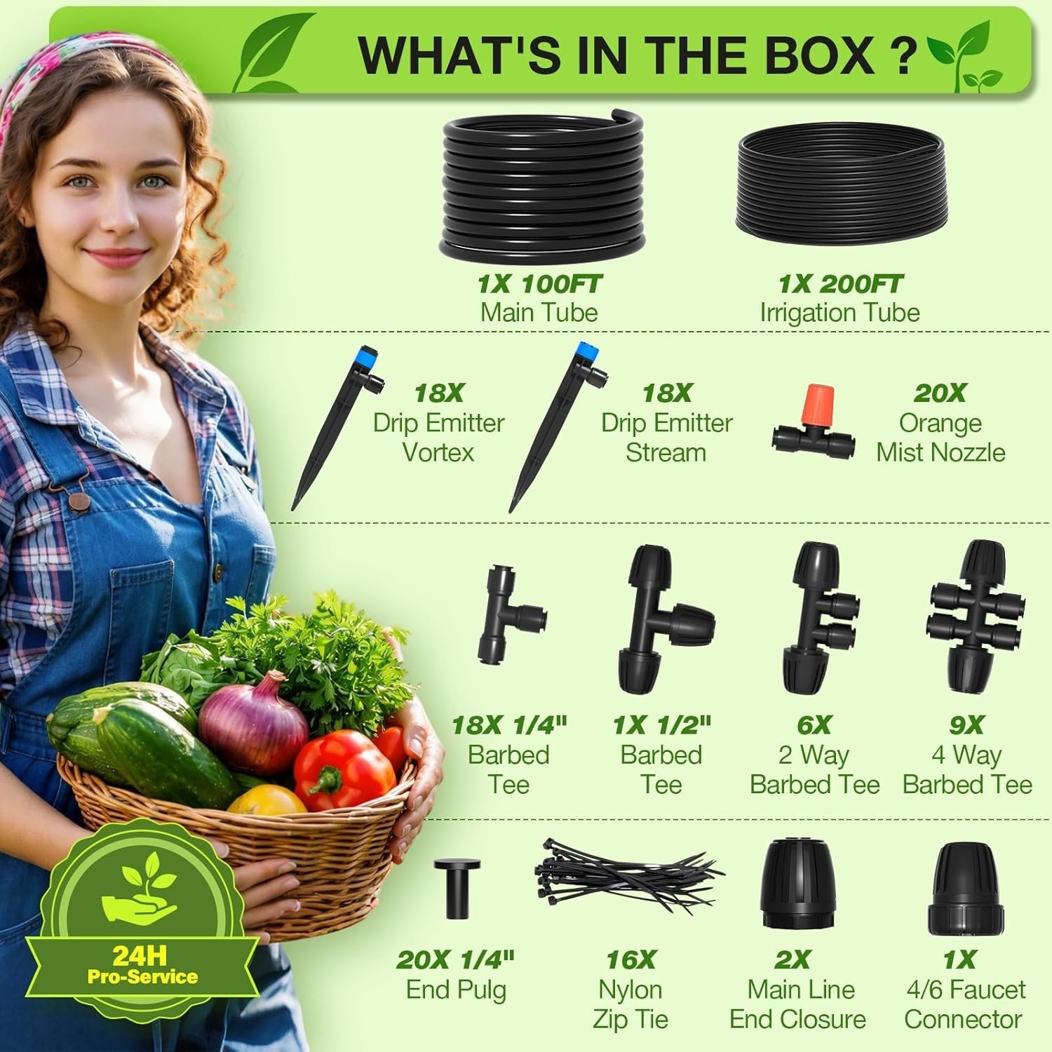 300FT Drip Irrigation System Kit - Full Garden Coverage