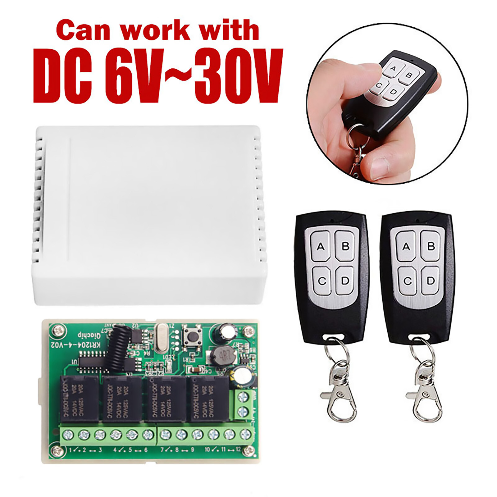 4-Channel Wireless Remote Control Switch With Receiver + Transmitter 443MHz