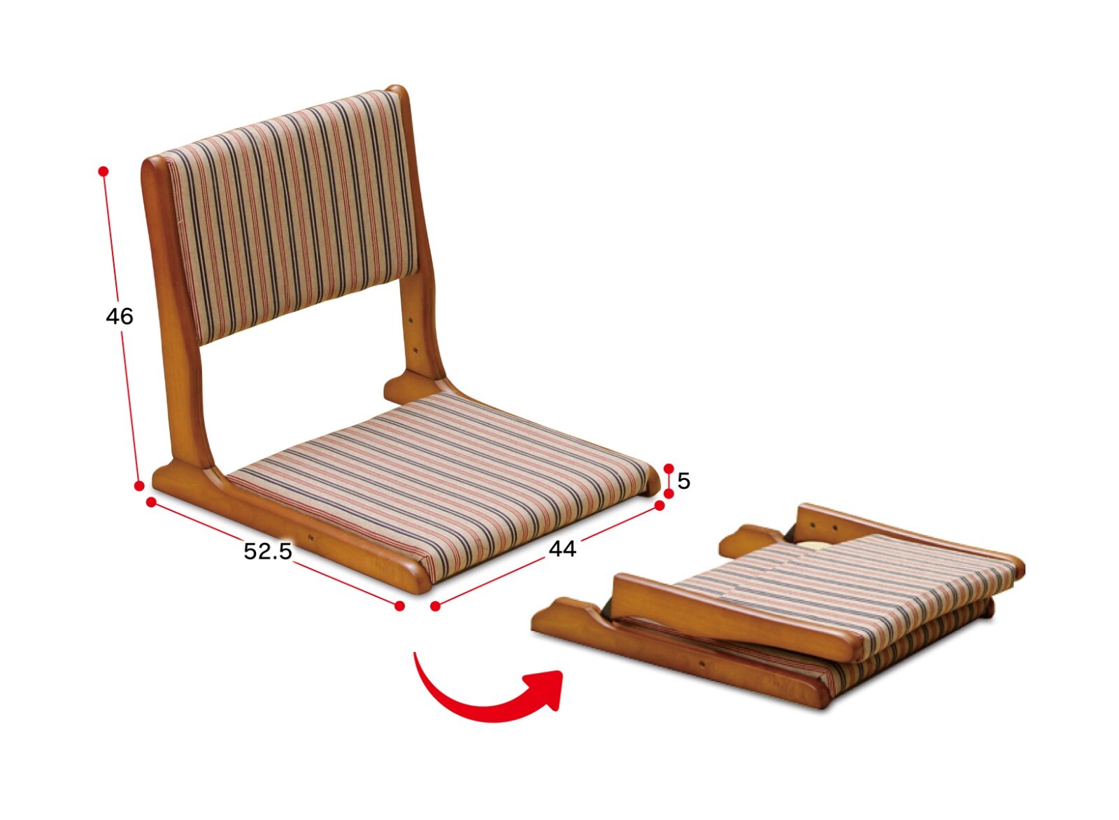 Tatami floor chair Zaisu made in Japan 1 unit W17.3 x D20.6 x H18.1 inc.