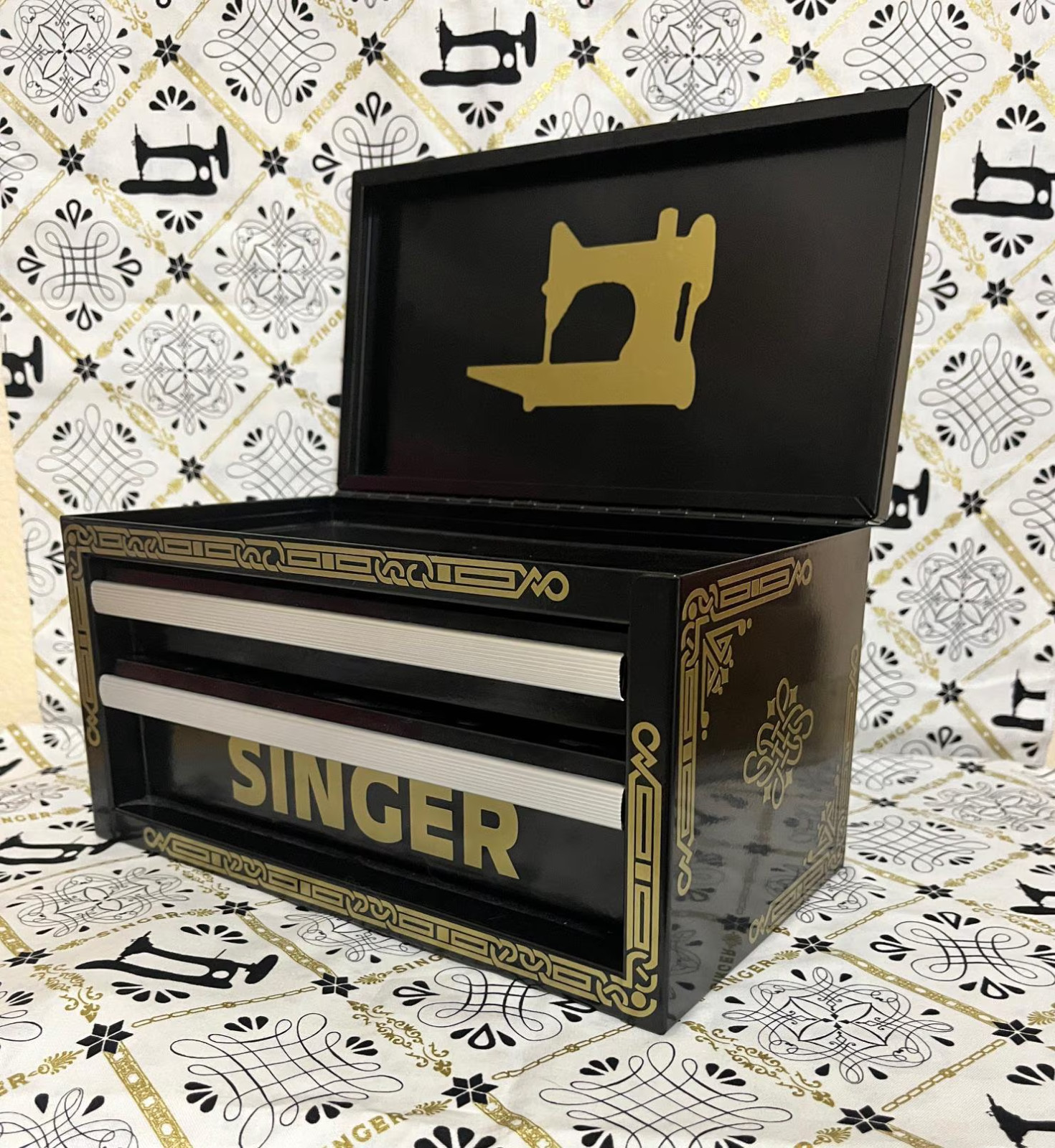 SINGER GOLD CELTIC DECALS for the Kobalt Mini Toolbox (toolbox NOT included)
