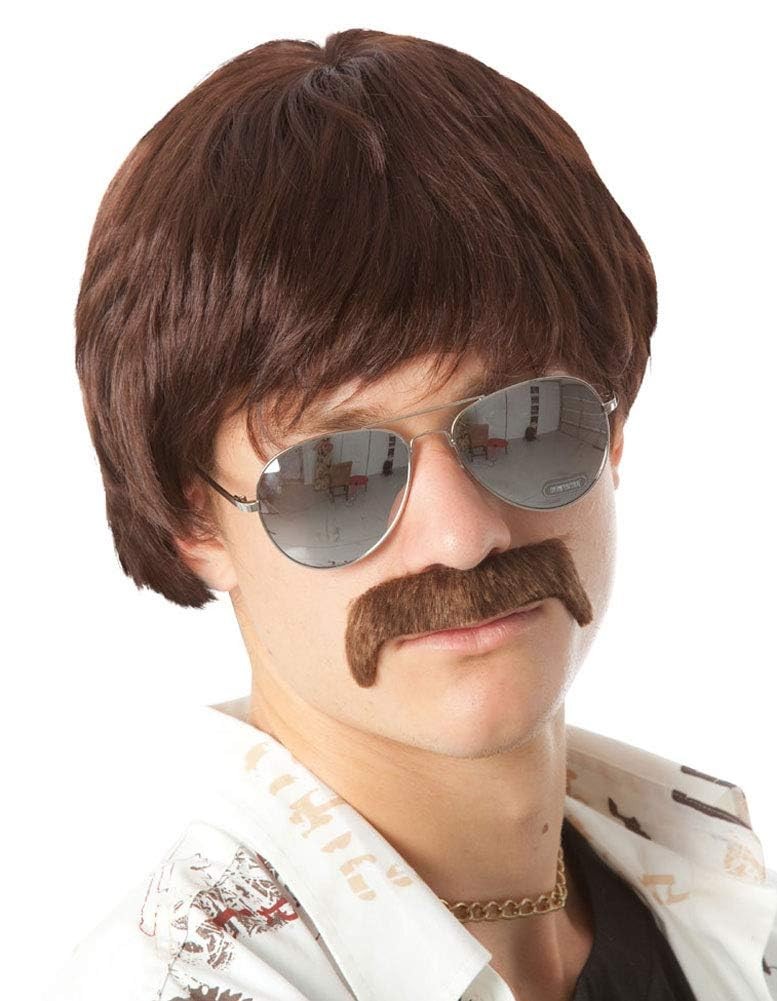 ALLAURA Compatible with Sonny Bono Wig – 60s 70s Men’s Short Brown Wig + Must...