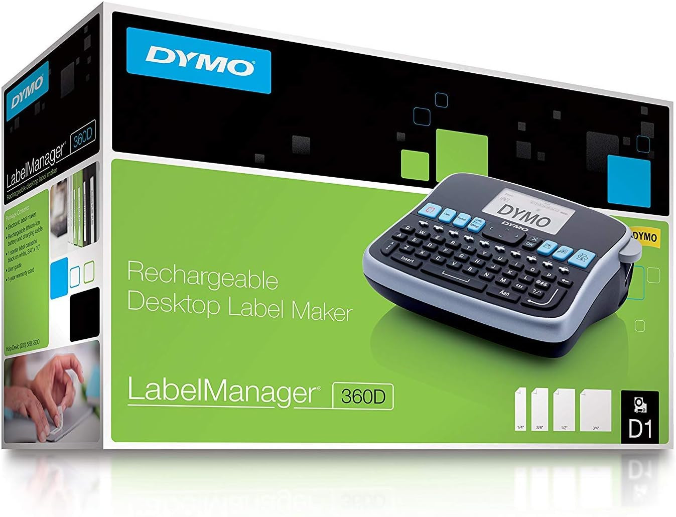 Desktop Label Maker Labelmanager 360D Rechargeable Hand-Held Label Maker, Easy-T