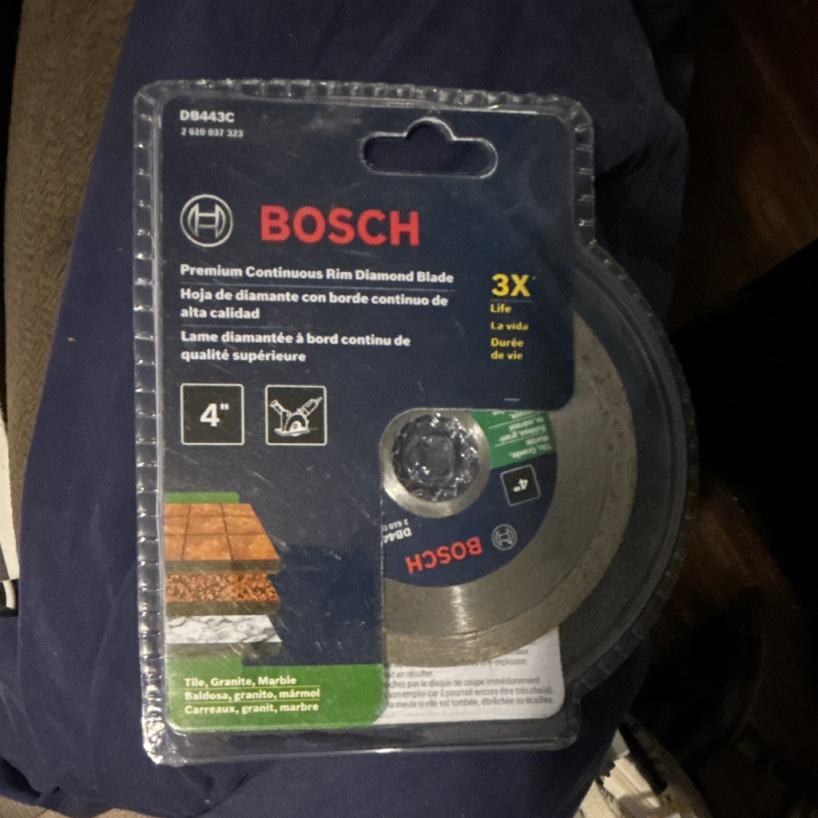 Bosch DB443C Diamond Saw Blade 4" Continuous Rim for Tile Granite Marble
