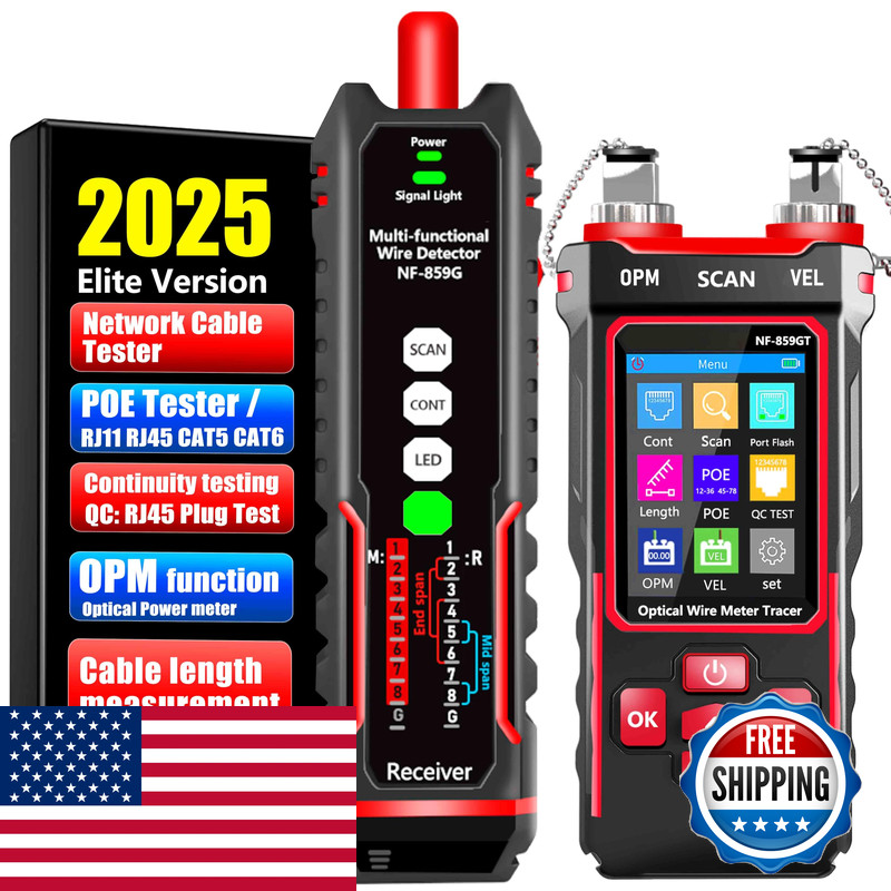 Zhouce Nf-859Gt Network Cable Tester Optical Power Meter Dual Head Red Line