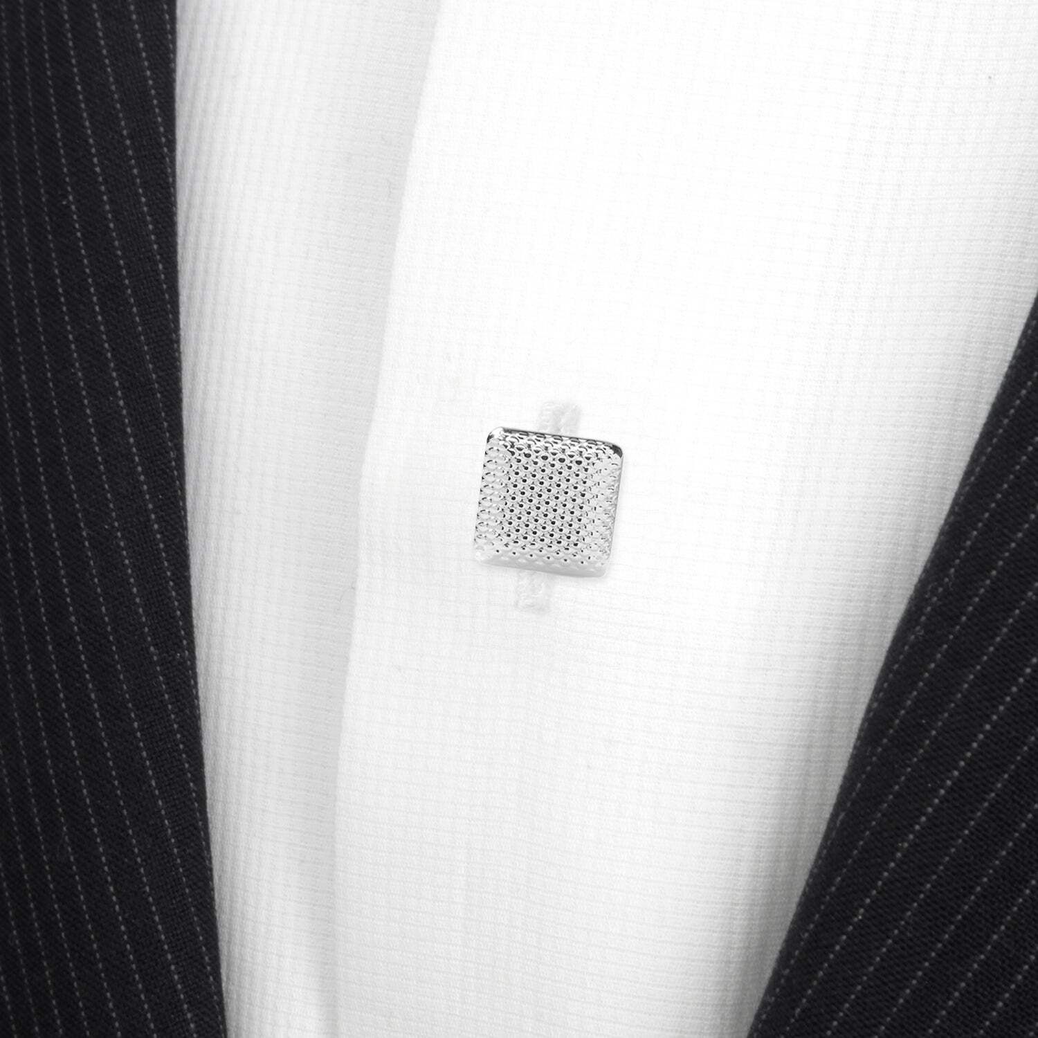Silver Textured Square Studs