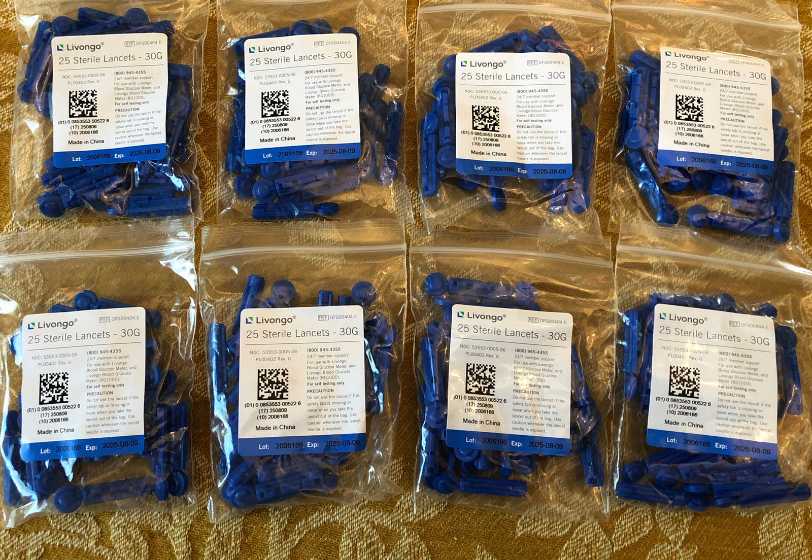 New Sealed Livongo Sterile Lancets 30G 200 Total Lancets 20 Packs of 25 Exp 2025