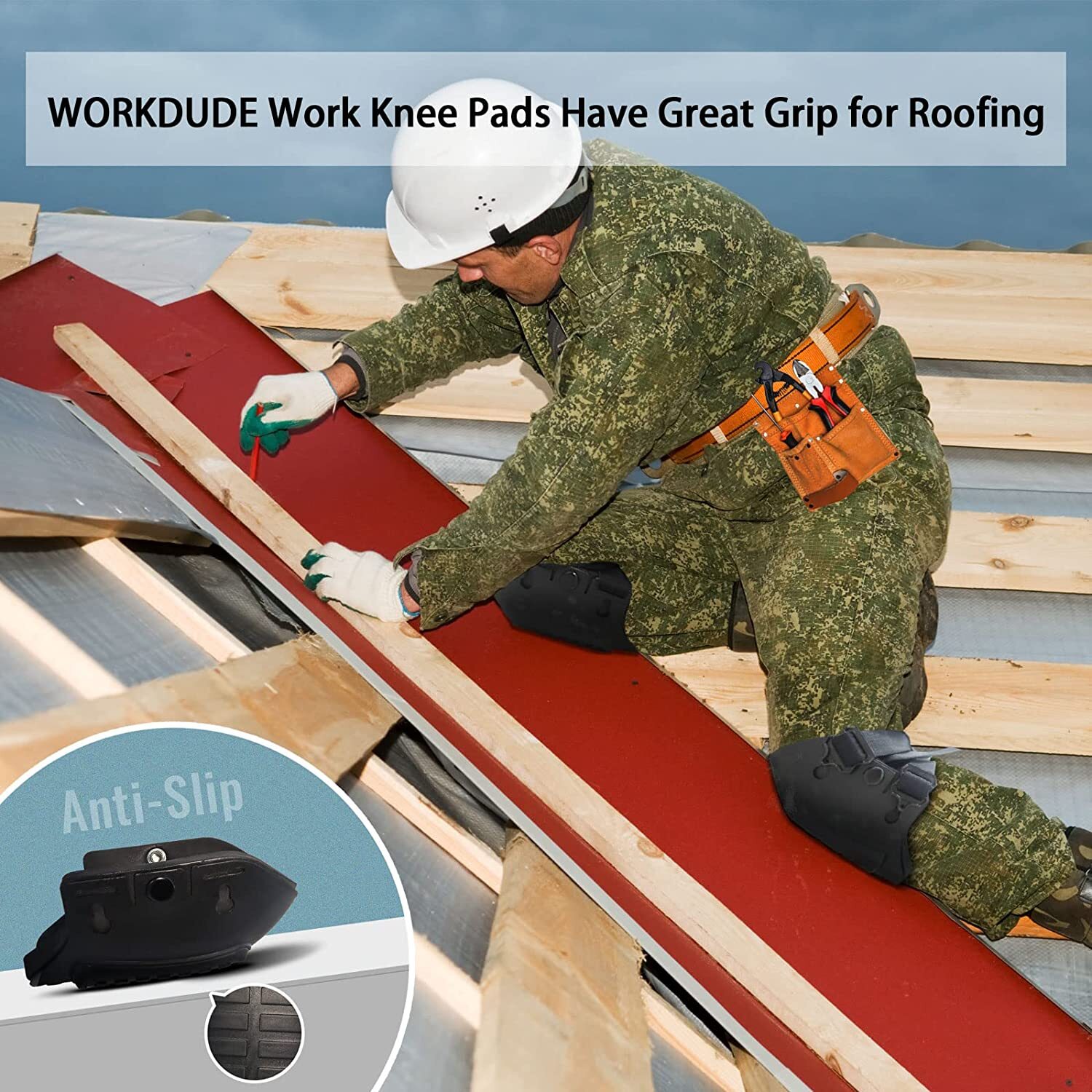 WORKDUDE Professional Knee Pads for Work Construction Sport Anti Slip Heavy Duty