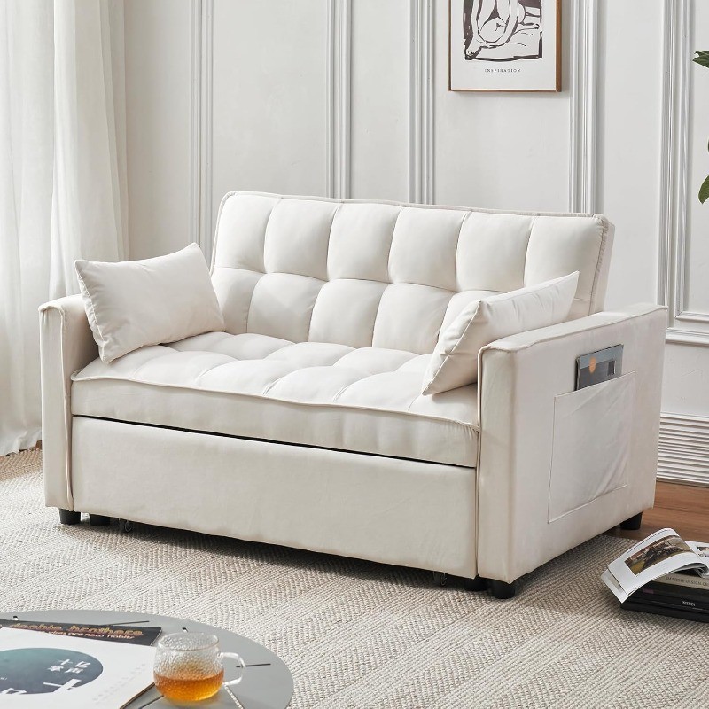 Futon Sofa Bed Modern 3 in 1 Convertible Sleeper Sofa Pull Out Couch Bed Bedroom