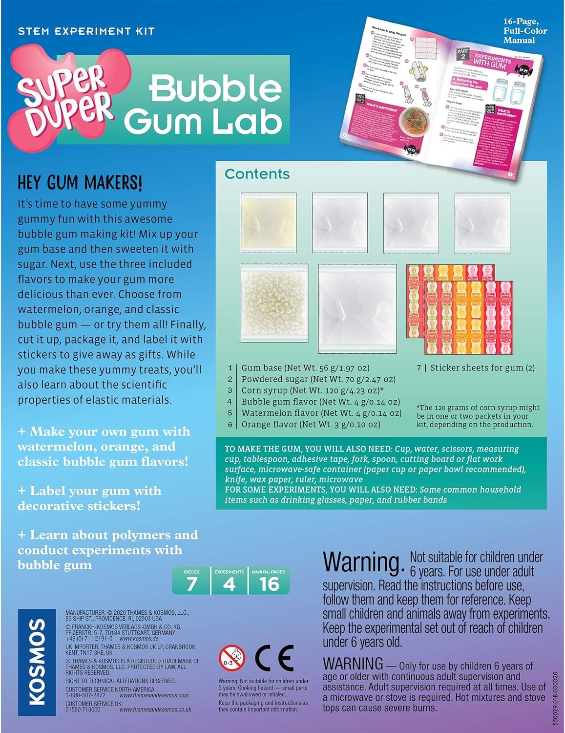 Thames & Kosmos Super Duper Bubble Gum Lab STEM Experiment & Activity Kit Make