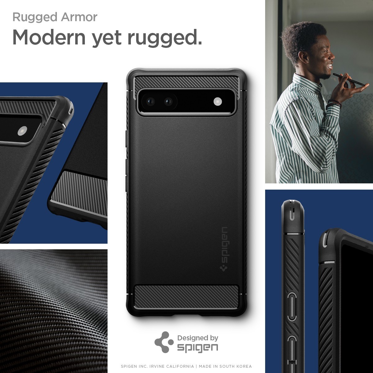For Google Pixel 6a Case | Spigen [Rugged Armor] Shockproof Slim Cover